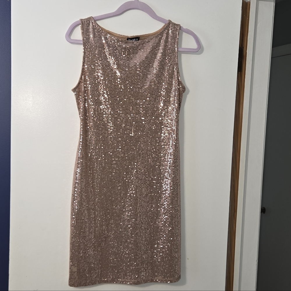 Bebe Rose Gold Sequin Dress